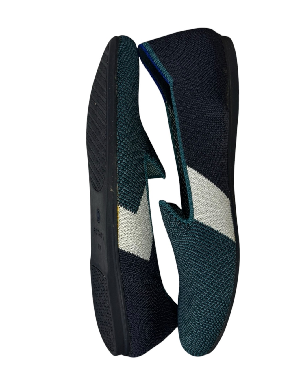 Rothy’s Spruce Prep Shoes Teal Navy White Washable Knit Flat Size 6.5 - Picture 6 of 15